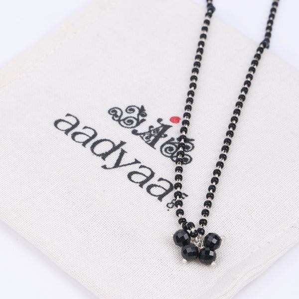 Black Spinel Bunch Silver Mangalsutra
