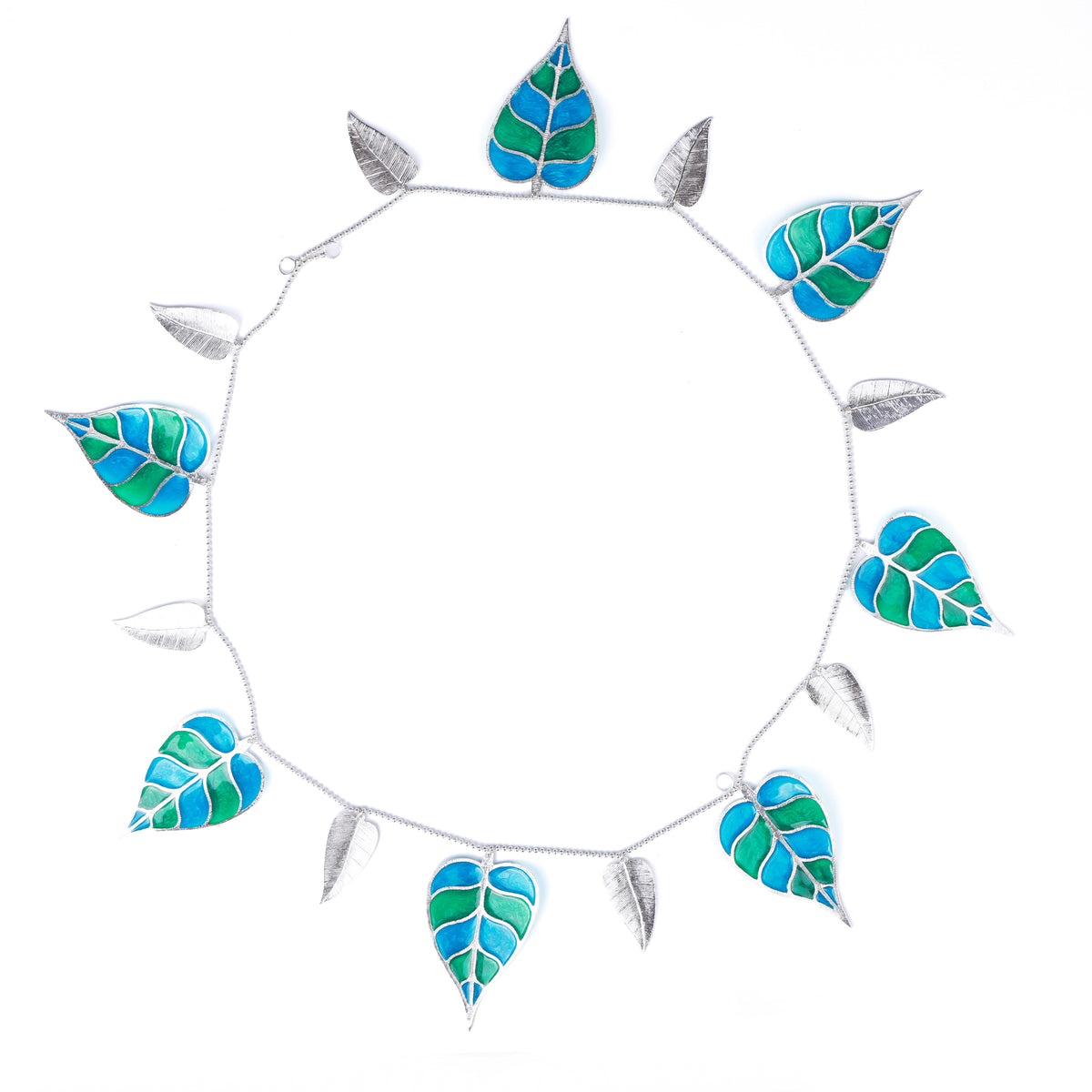 Silver Plated Toran (Blue and Green Enamel)