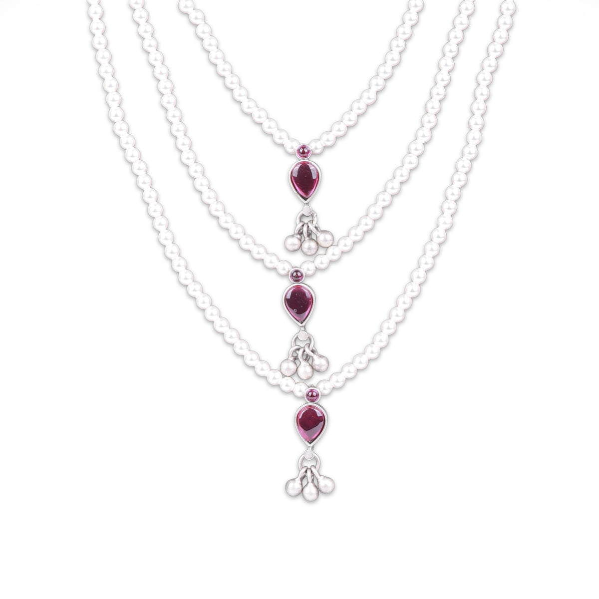 3-Layer Pink Drop Necklace | 92.5 Silver