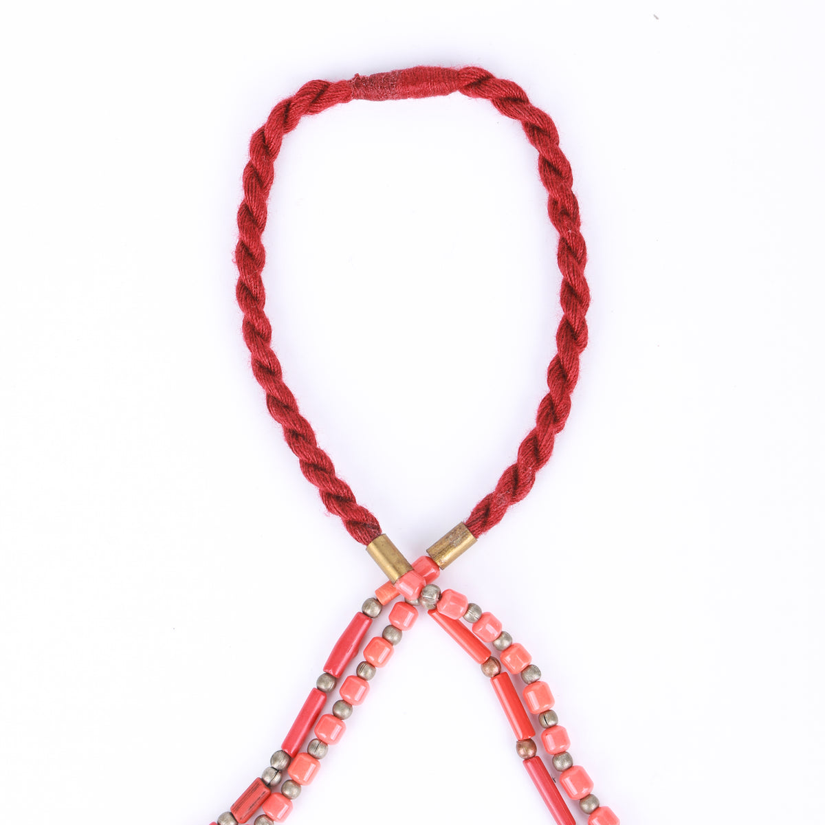 Orange Resin Art Necklace with Coral & Wooden Beads