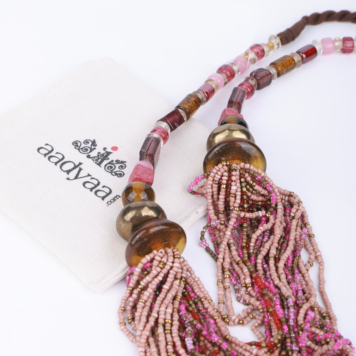 Multilayer Bunch Necklace with Brass Beads