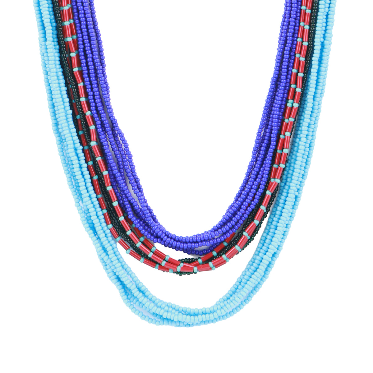 Blue, Green, Red & Turquoise Multilayer Necklace
