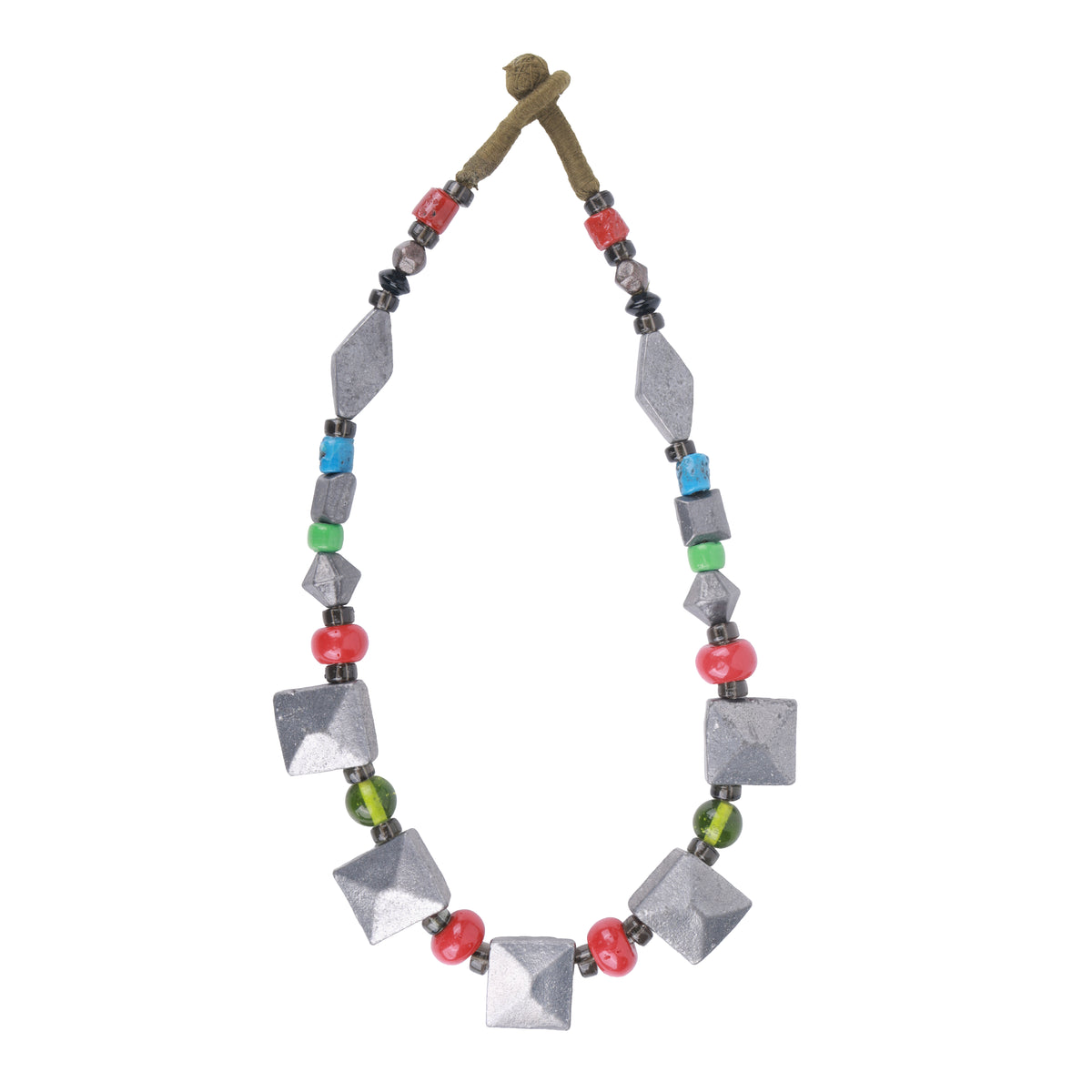 Processed Aluminium & Glass Bead Necklace