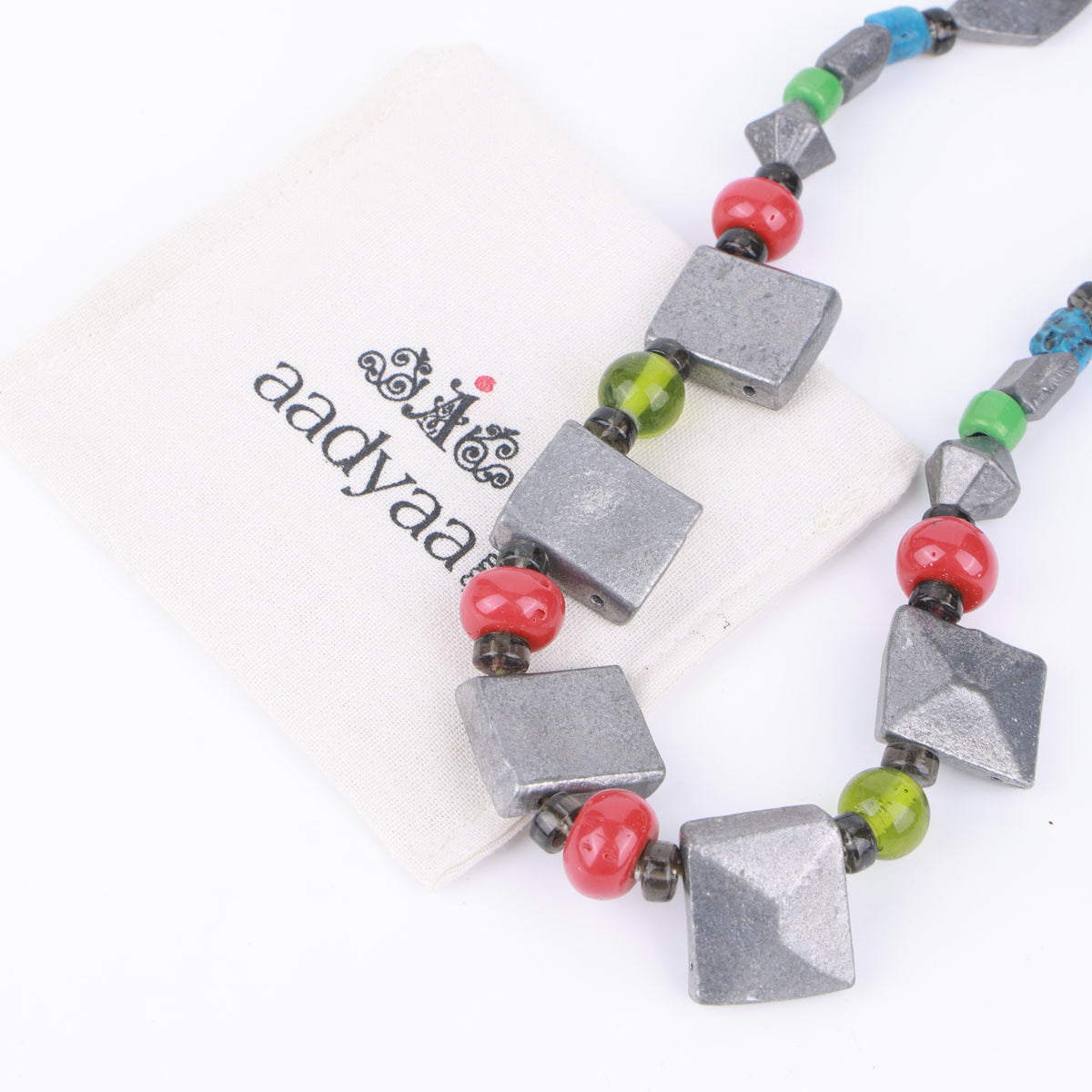 Processed Aluminium & Glass Bead Necklace