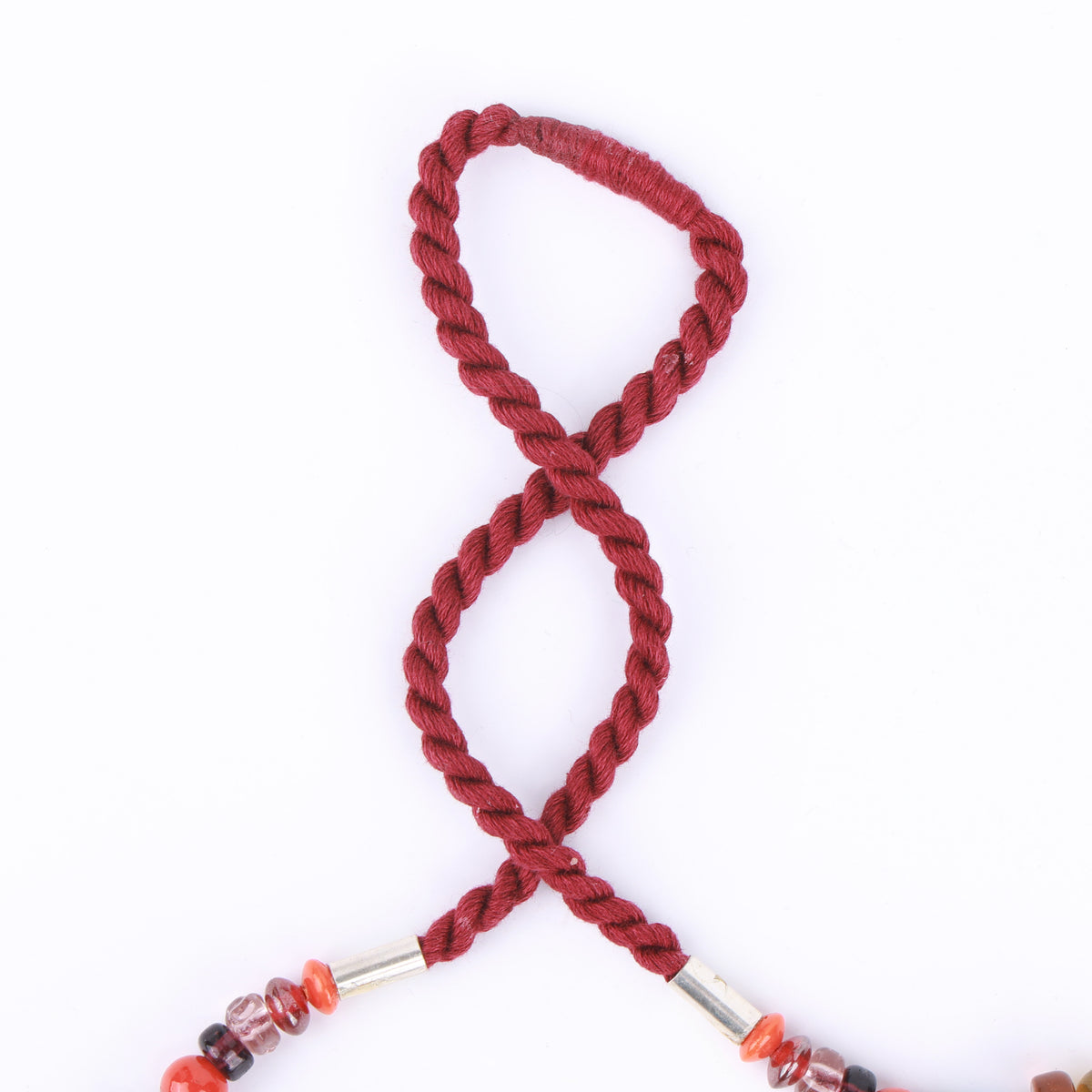 Multilayer Necklace with Red & Grey Beads