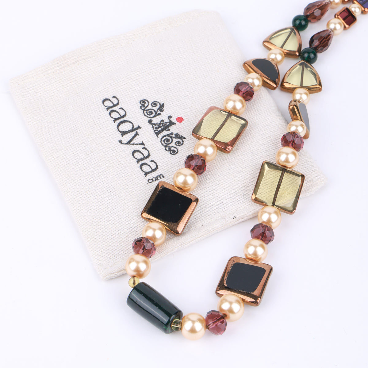Korean Glass Bead Necklace with Assorted Shaped Glass Beads