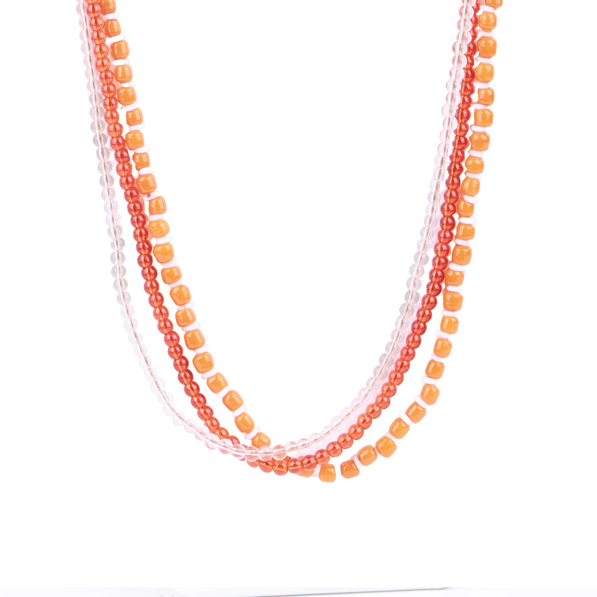 Orange, White & Brass Bead Necklace