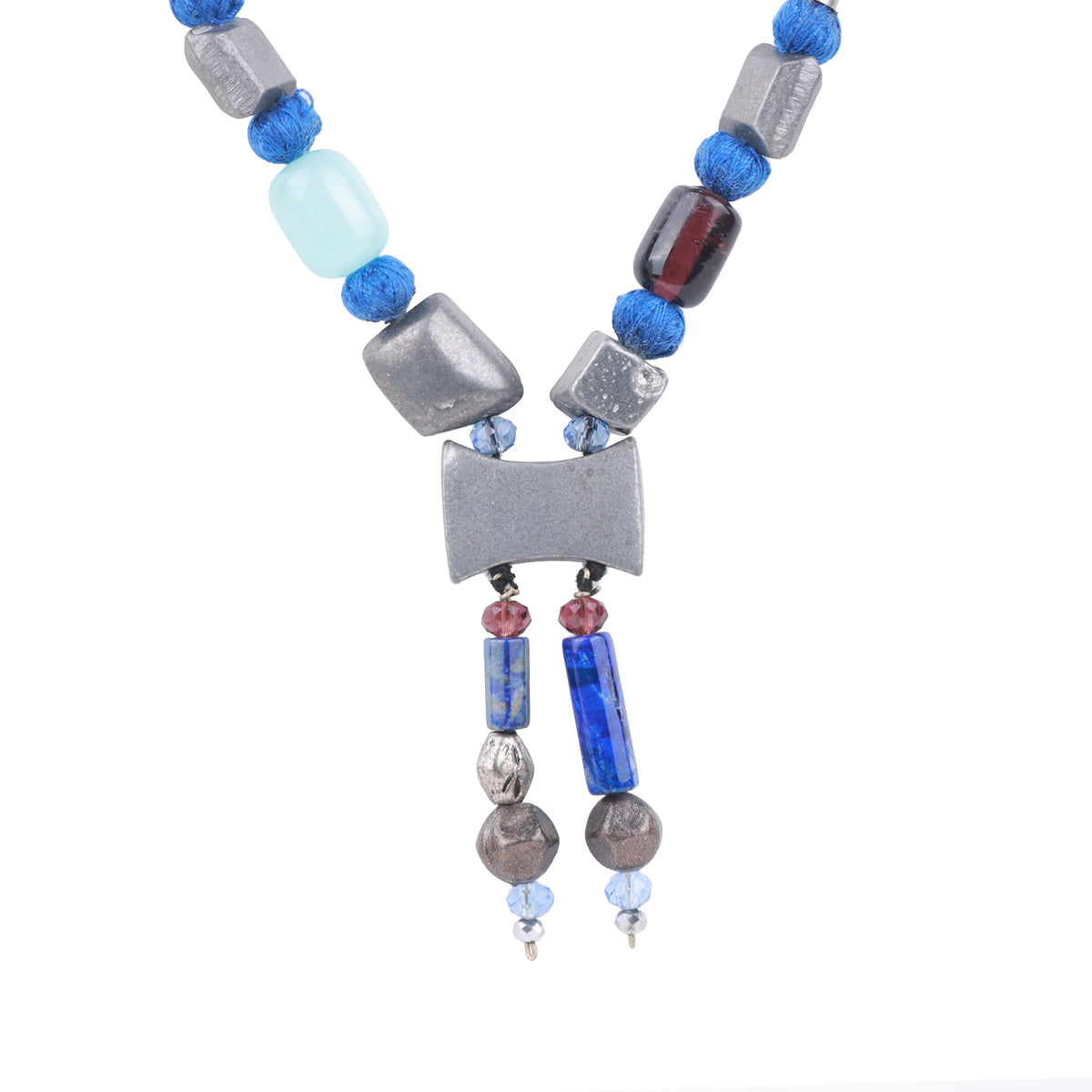 Lapis Lazuli, Aluminium & Glass Bead Necklace