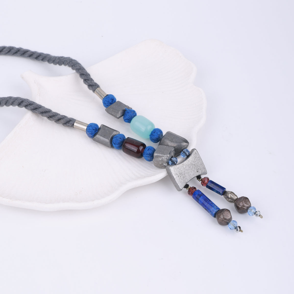 Lapis Lazuli, Aluminium & Glass Bead Necklace