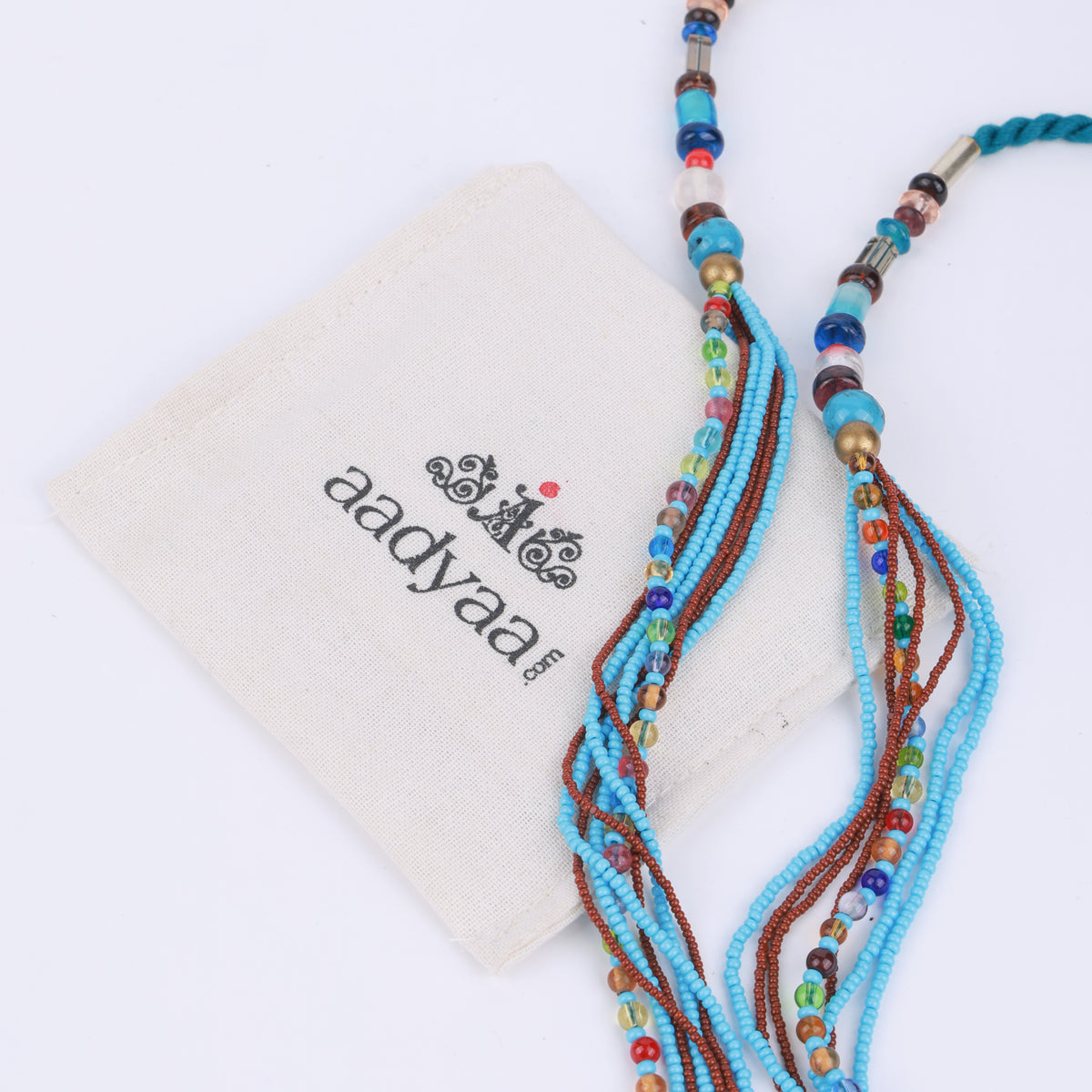 Brown, Turquoise & Multicolour Beaded Necklace