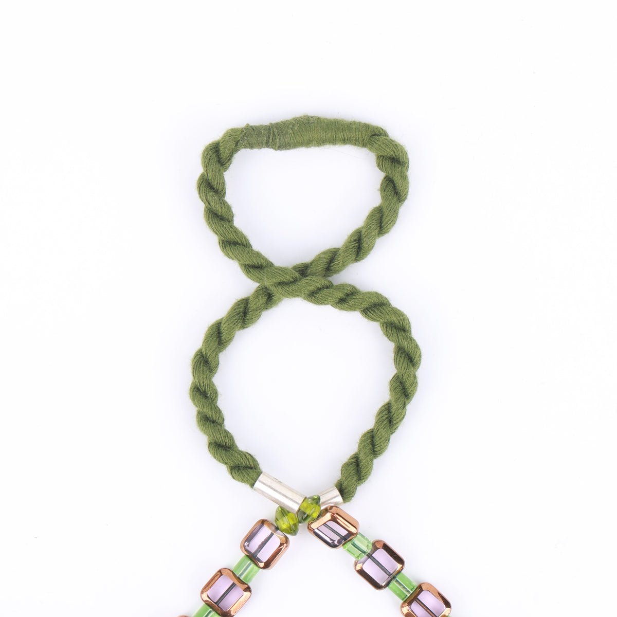 Pink, Green & Glass Beaded Necklace