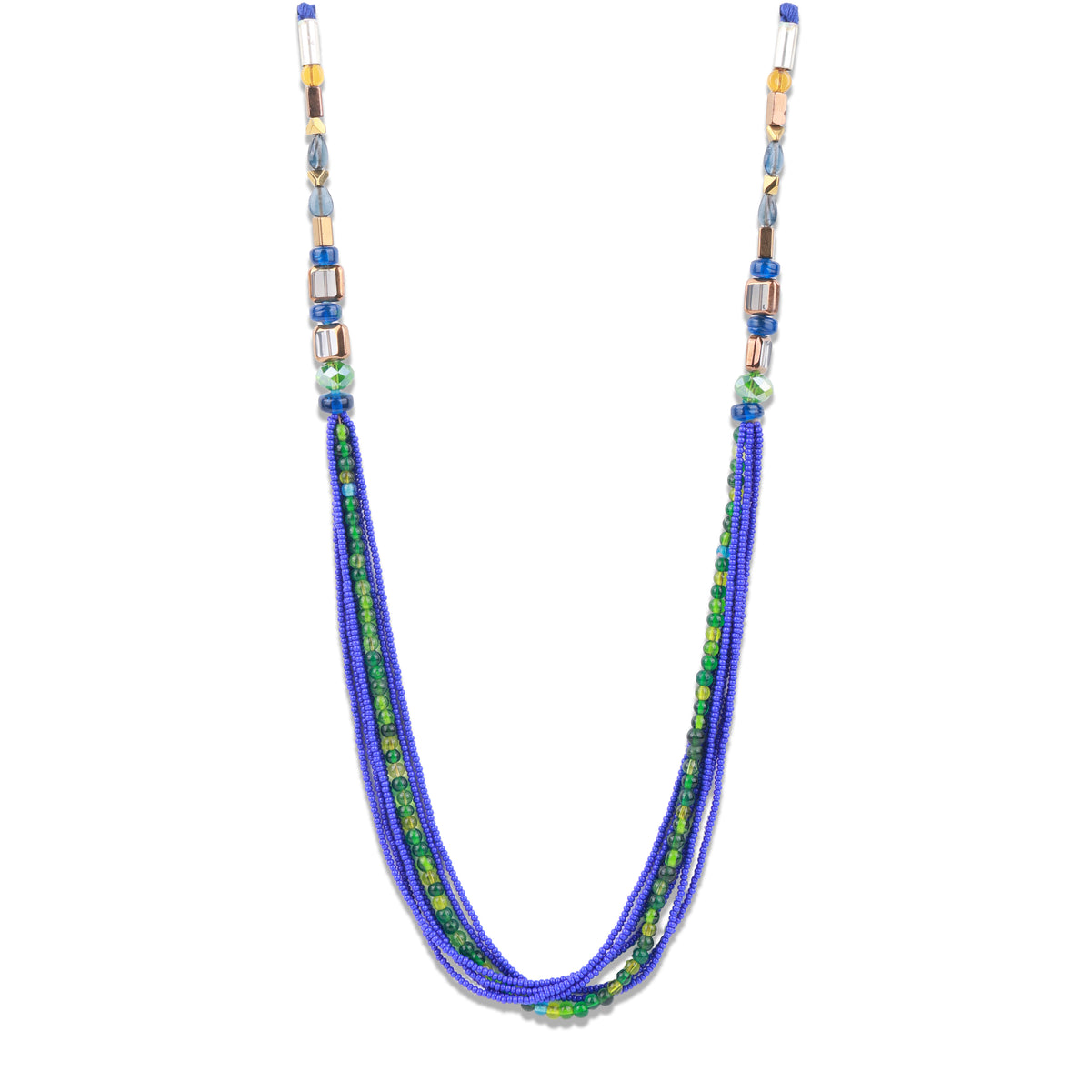 Blue & Green Multilayer Beaded Necklace