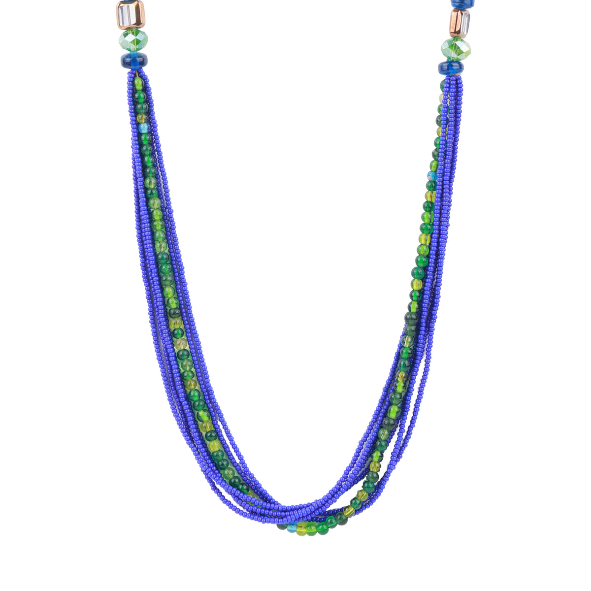 Blue & Green Multilayer Beaded Necklace
