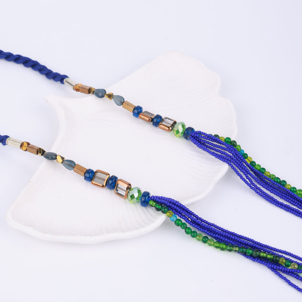 Blue & Green Multilayer Beaded Necklace
