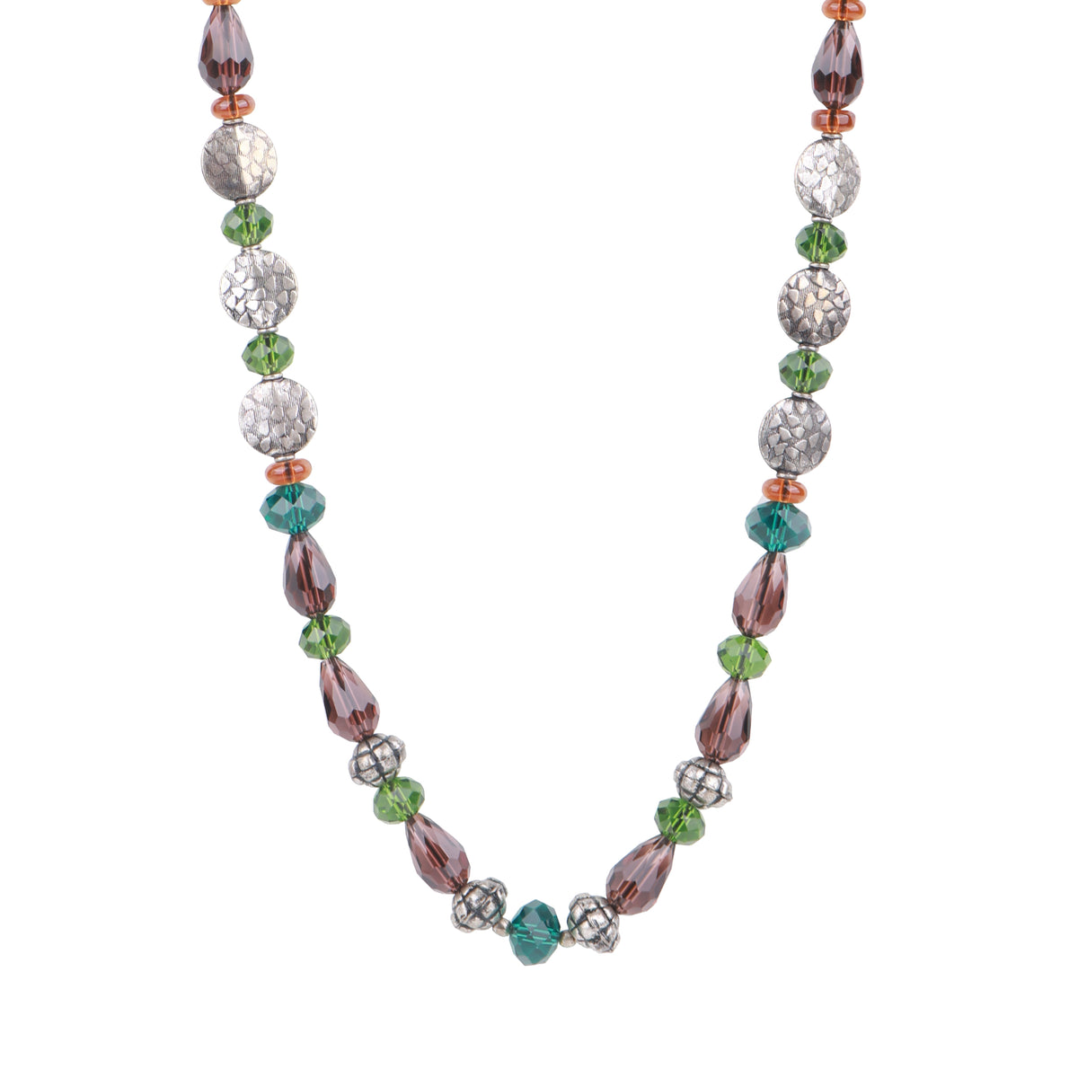 Glass Bead Necklace with German Silver Beads