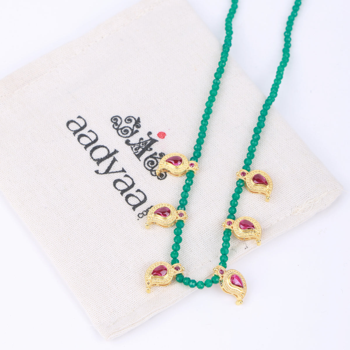 Pink Stone Koyari Necklace | 22K Gold-Plated