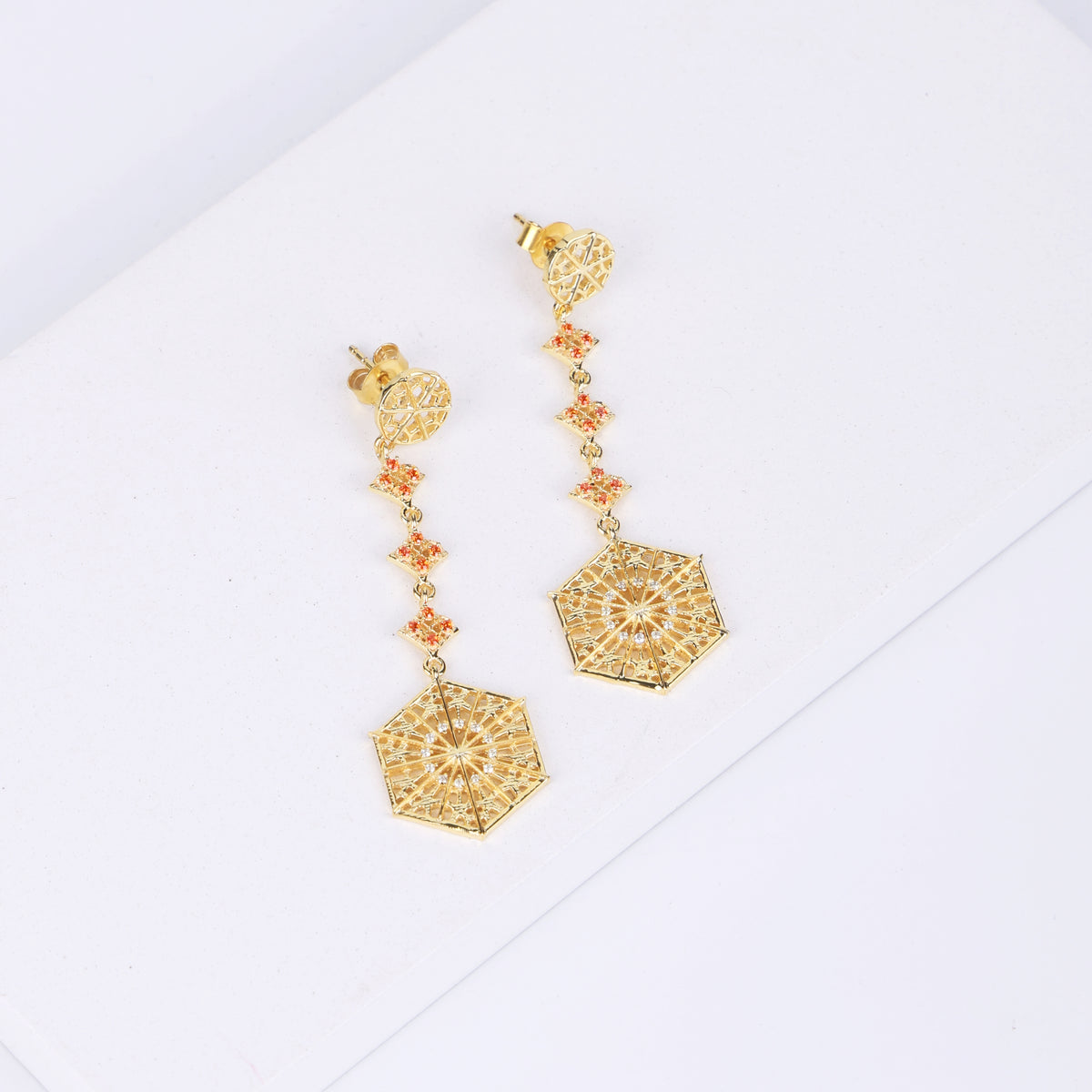 Kulgam / Lattice work / Pinjrakari Pattern Inspired Earring | 22K Gold Plated