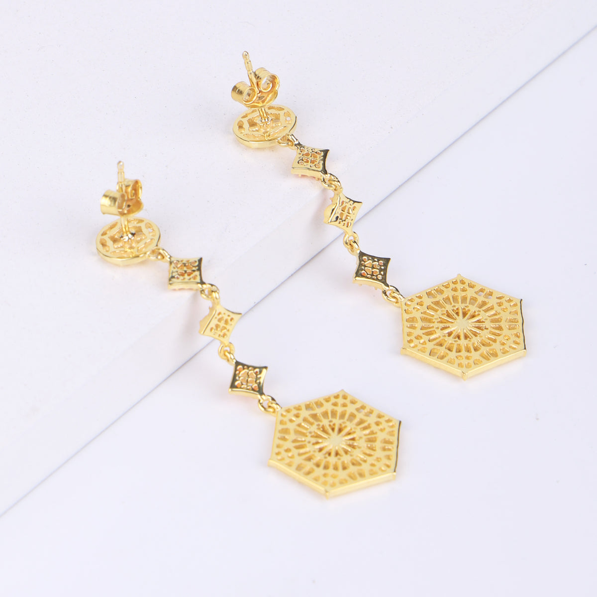 Kulgam / Lattice work / Pinjrakari Pattern Inspired Earring | 22K Gold Plated
