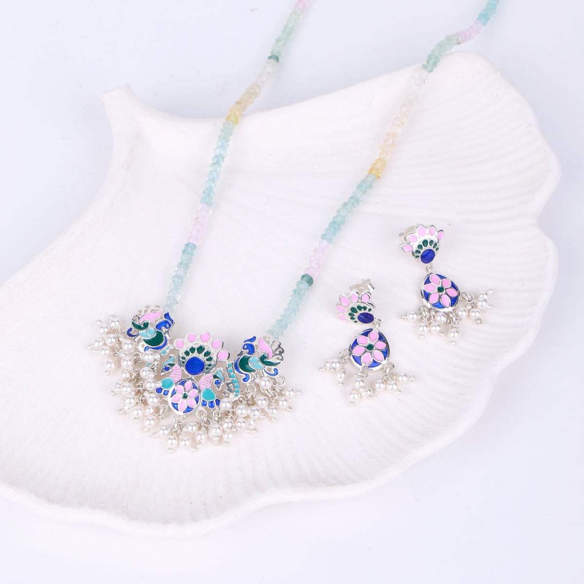 Indian Block Print Mayur Enamel Set