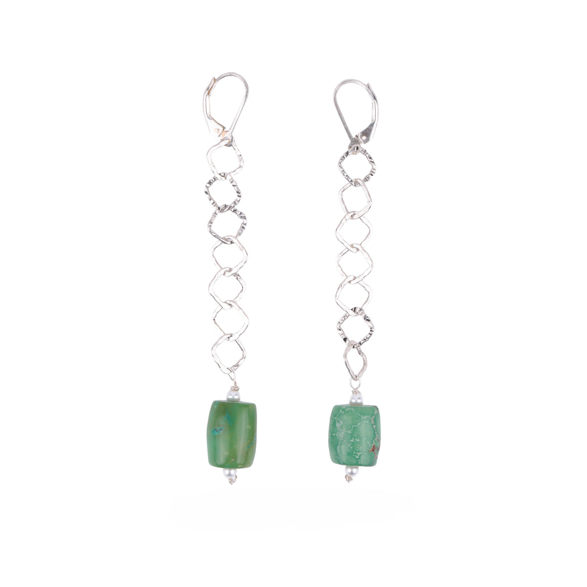 Tibetan Turquoise & Chain Earrings (Project Handmade)