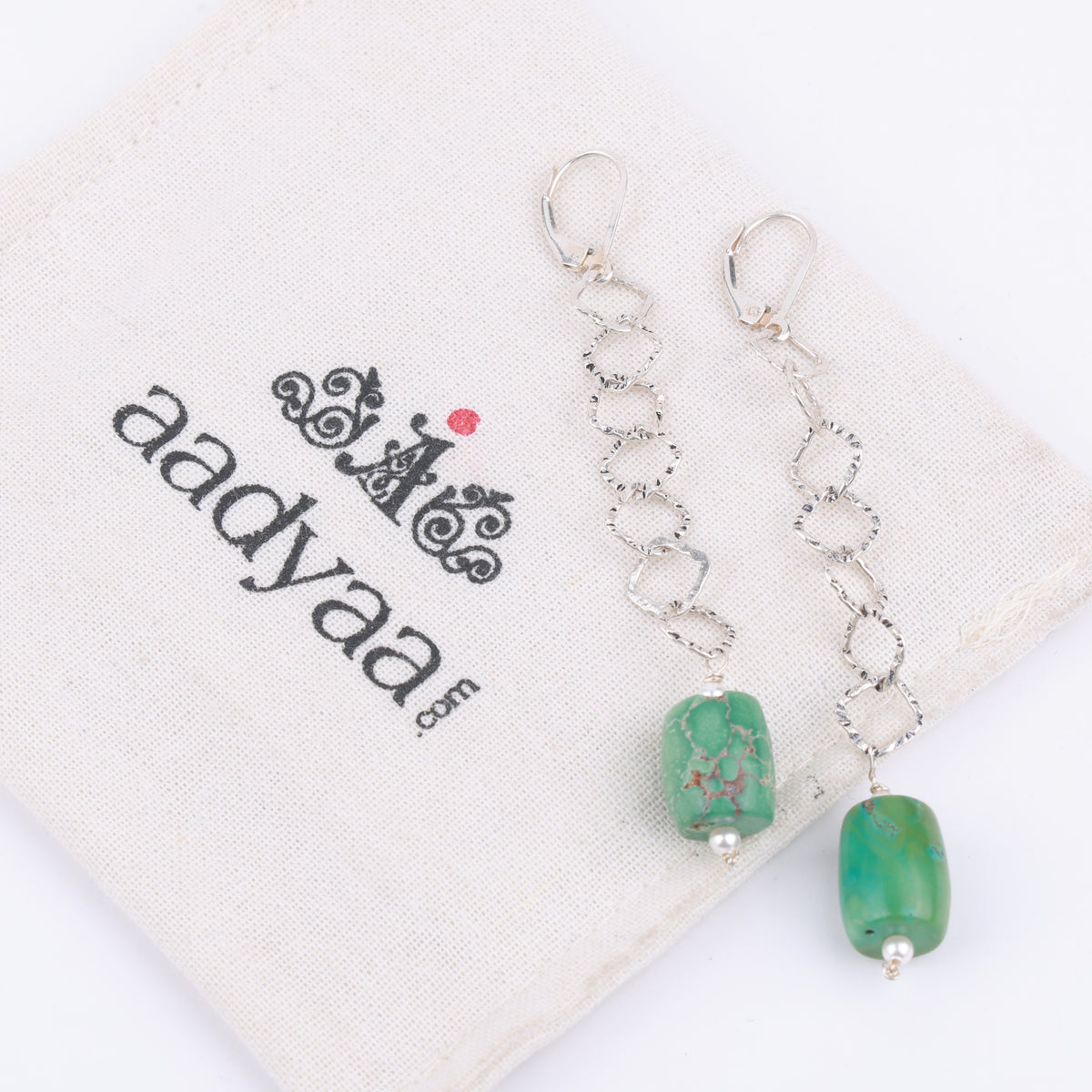 Tibetan Turquoise & Chain Earrings (Project Handmade)