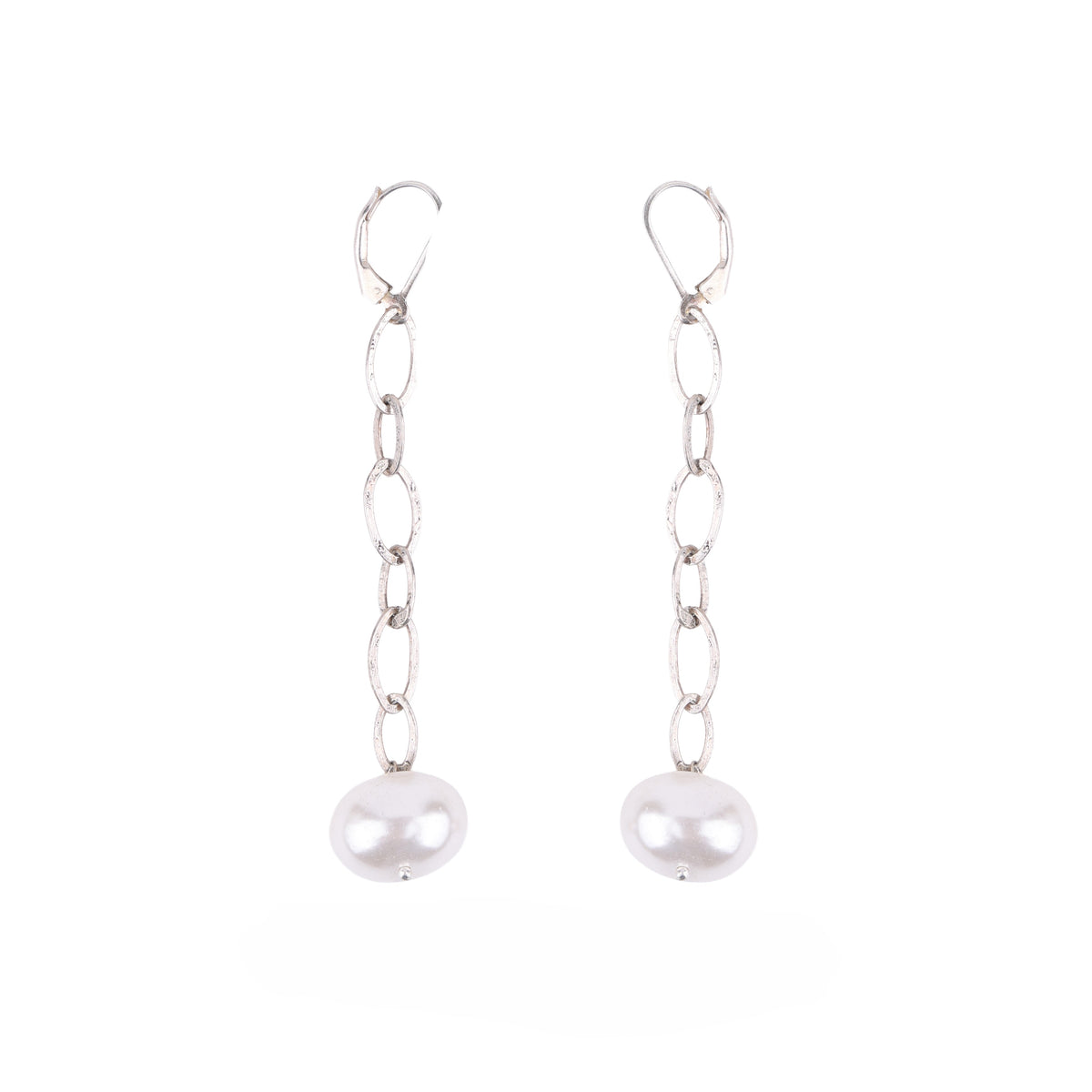 Chain & Shell Pearl Earrings (Project Handmade)