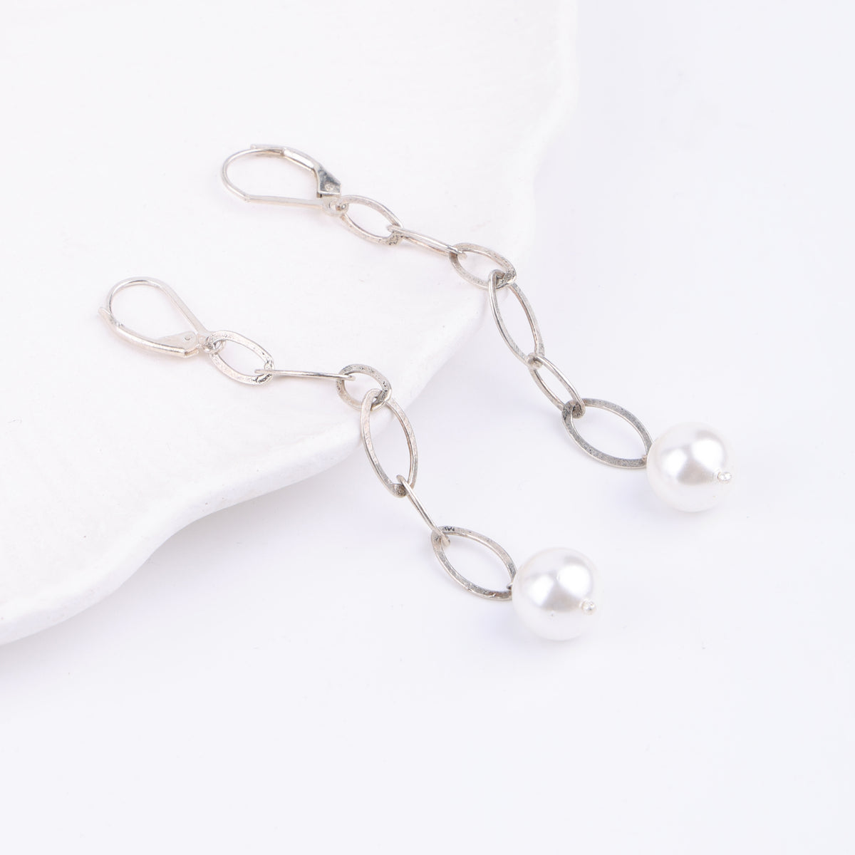 Chain & Pearl Earrings (Project Handmade)