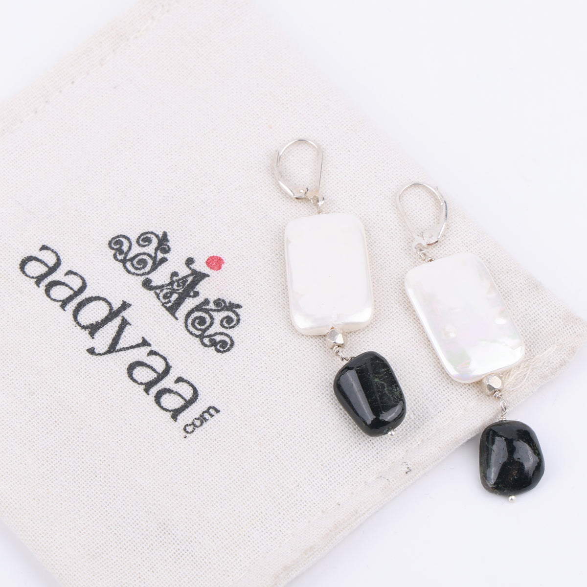 Rectangular Pearl & Tourmaline Earrings (Project Handmade)