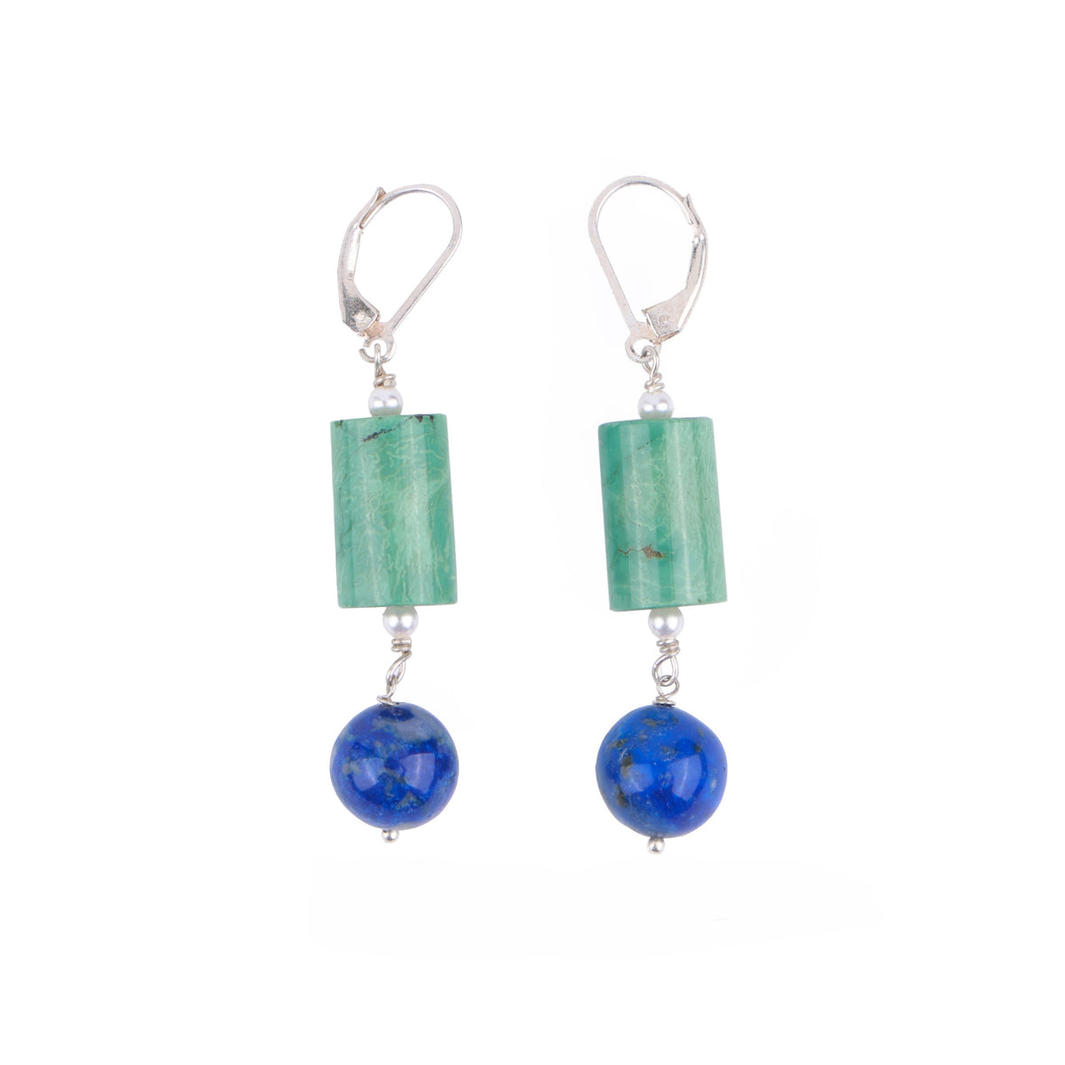 Tibetan Turquoise & Lapis Lazuli Earrings (Project Handmade)