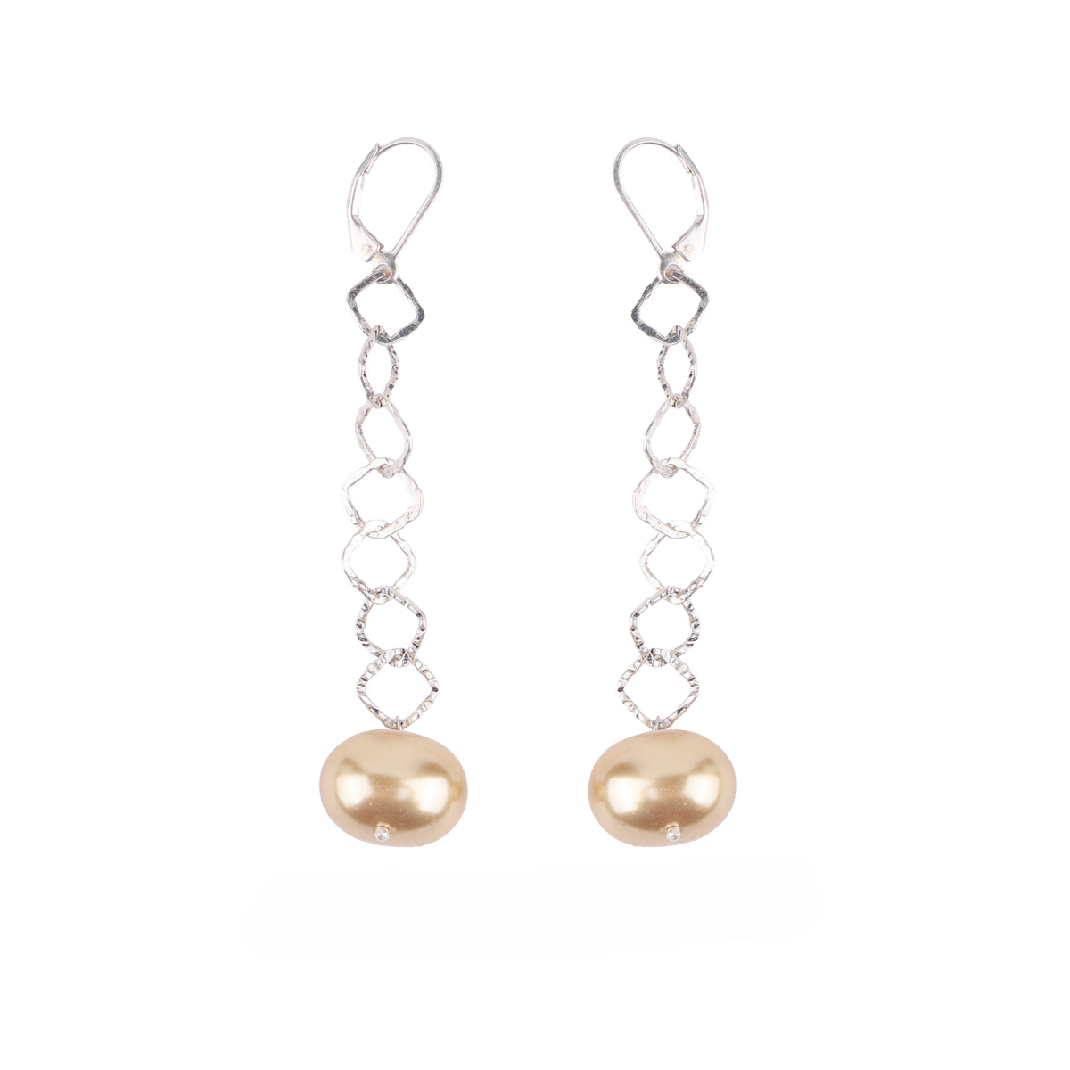 Chain & Golden Pearl Earrings (Project Handmade)