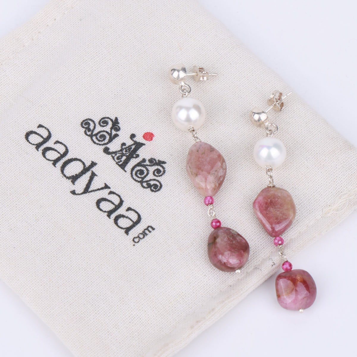 Tourmaline, Pearl & Ruby Earrings (Project Handmade)