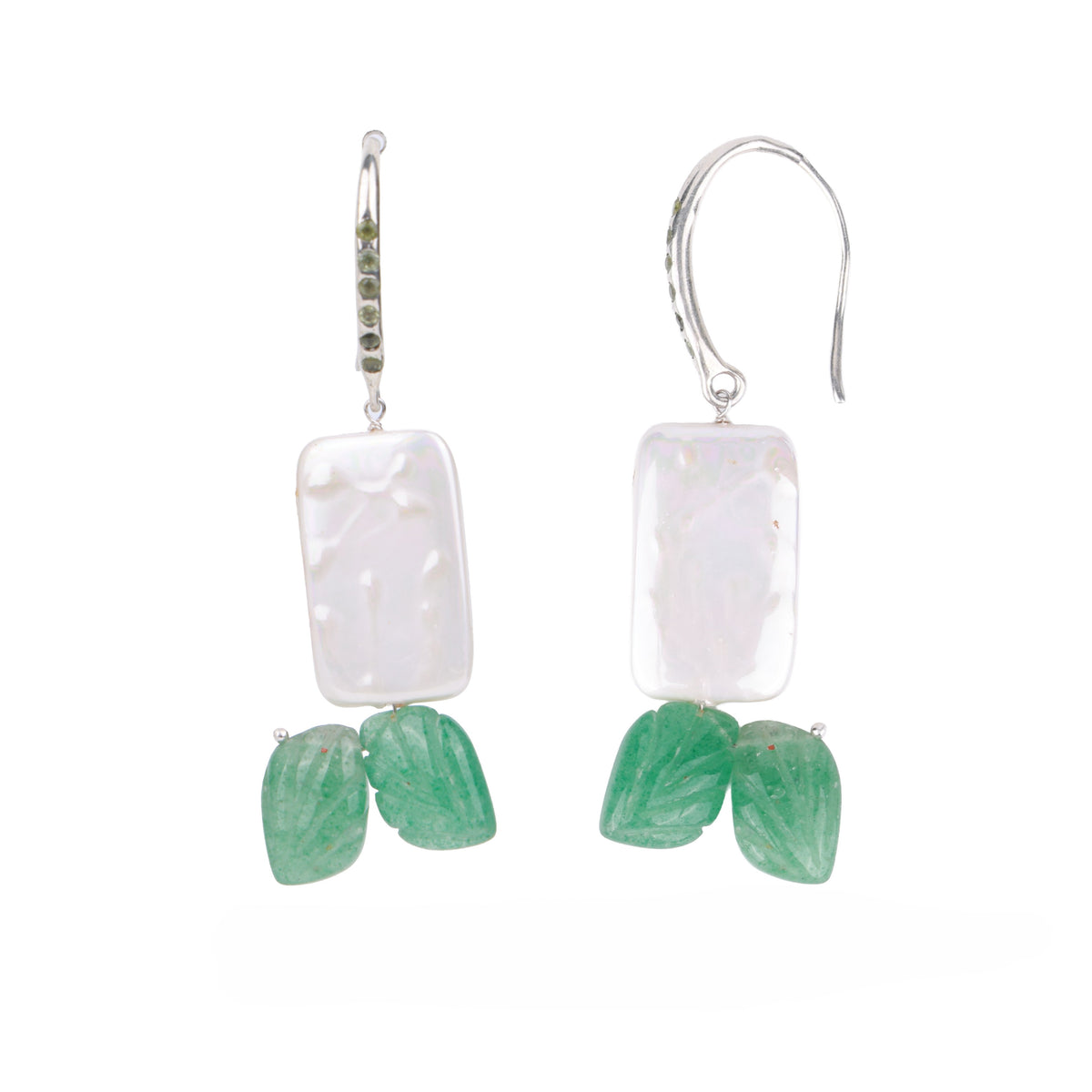Rectangular Pearl & Russian Quartz Earrings (Project Handmade)
