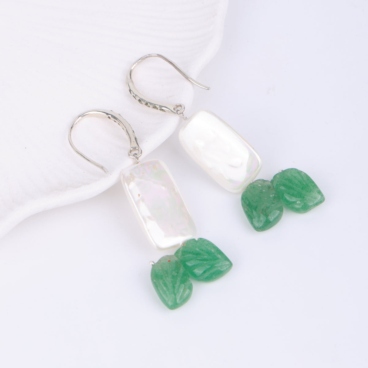 Rectangular Pearl & Russian Quartz Earrings (Project Handmade)