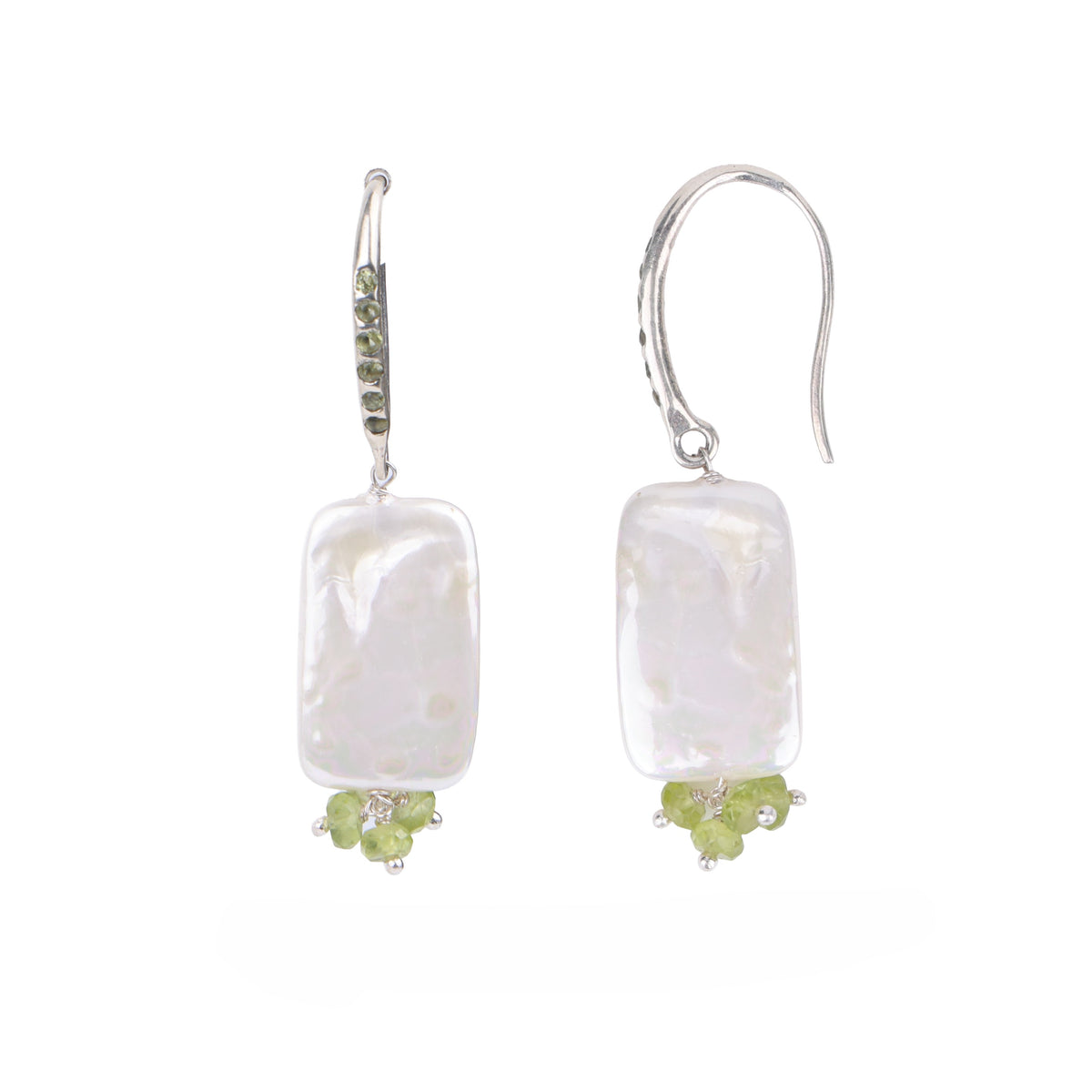 Rectangular Pearl & Peridot Earrings (Project Handmade)