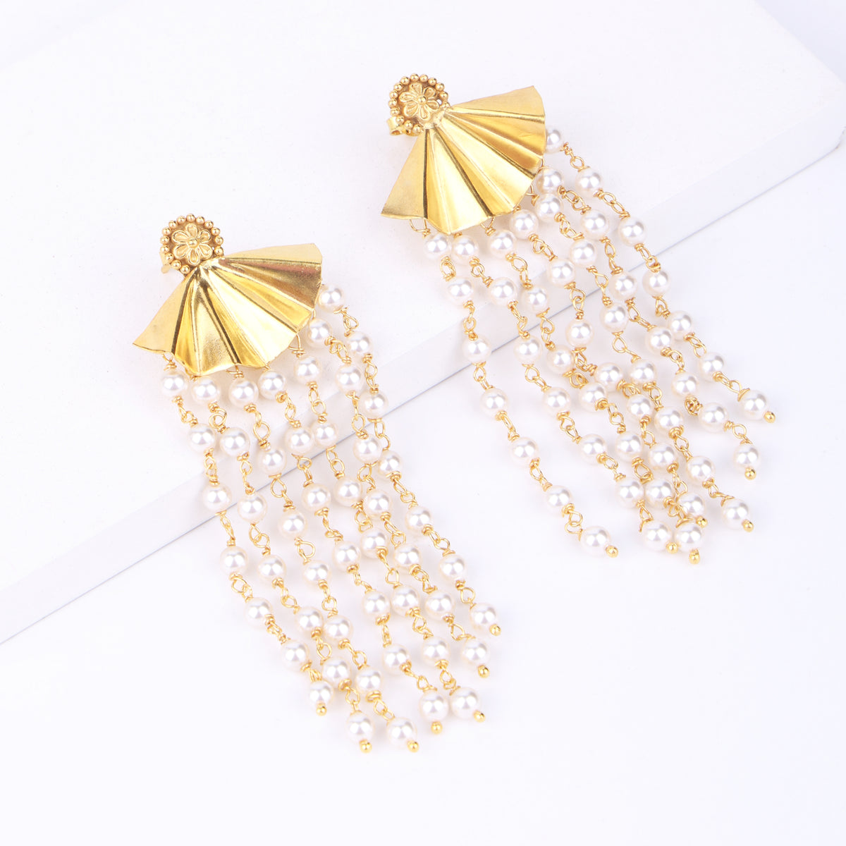 Pearl Arc Earrings | 22K Gold-Plated