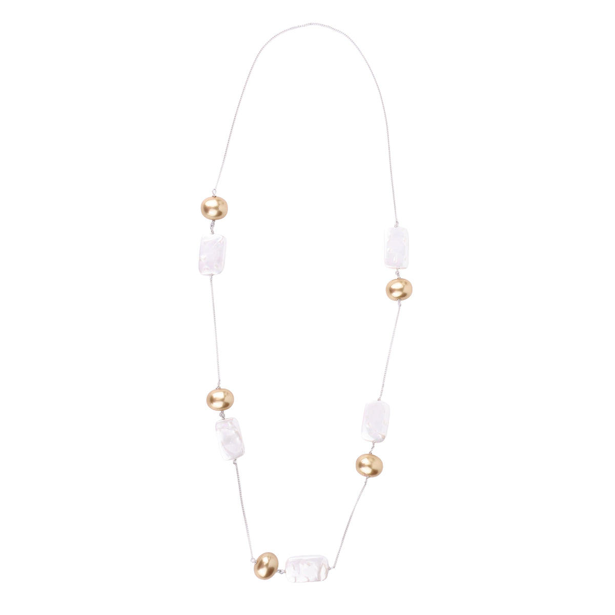 Rectangular Pearl & Shell Pearl Necklace (Project Handmade)