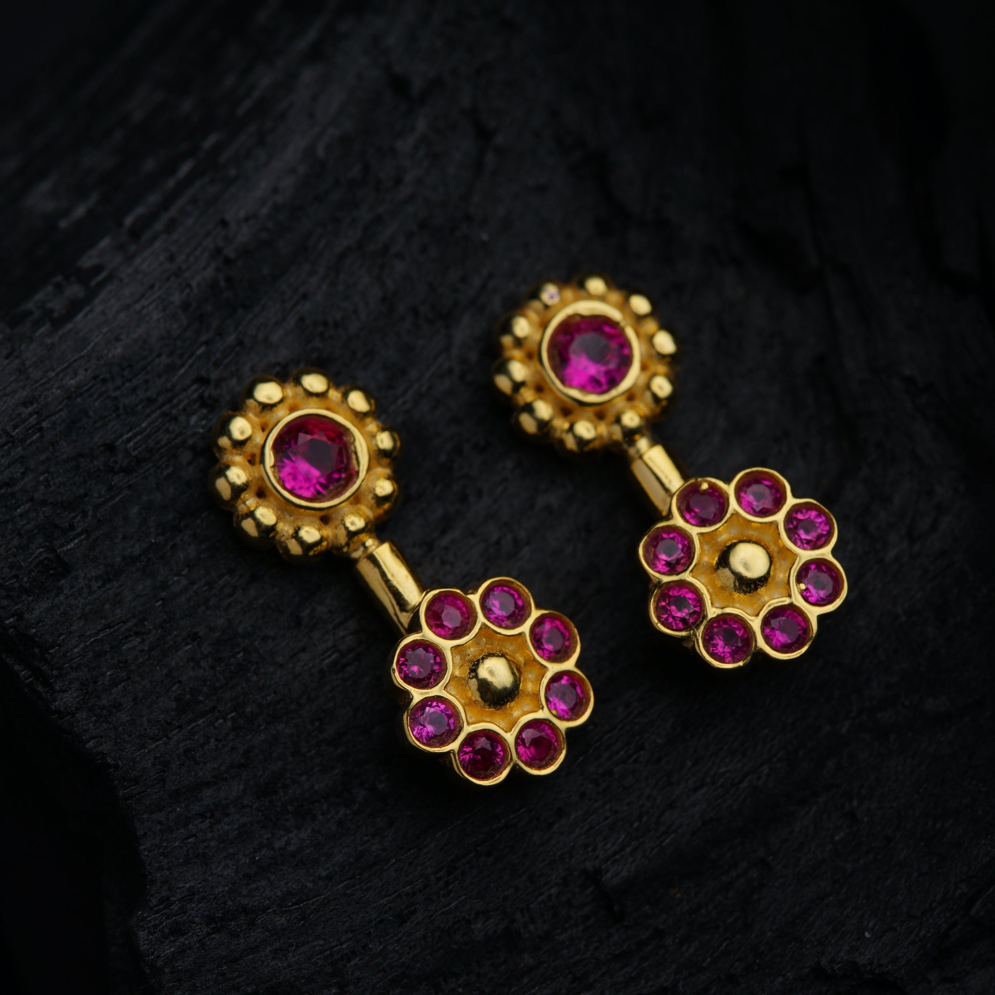 Pink Flower Bugadi Gold Plated (Pierced)