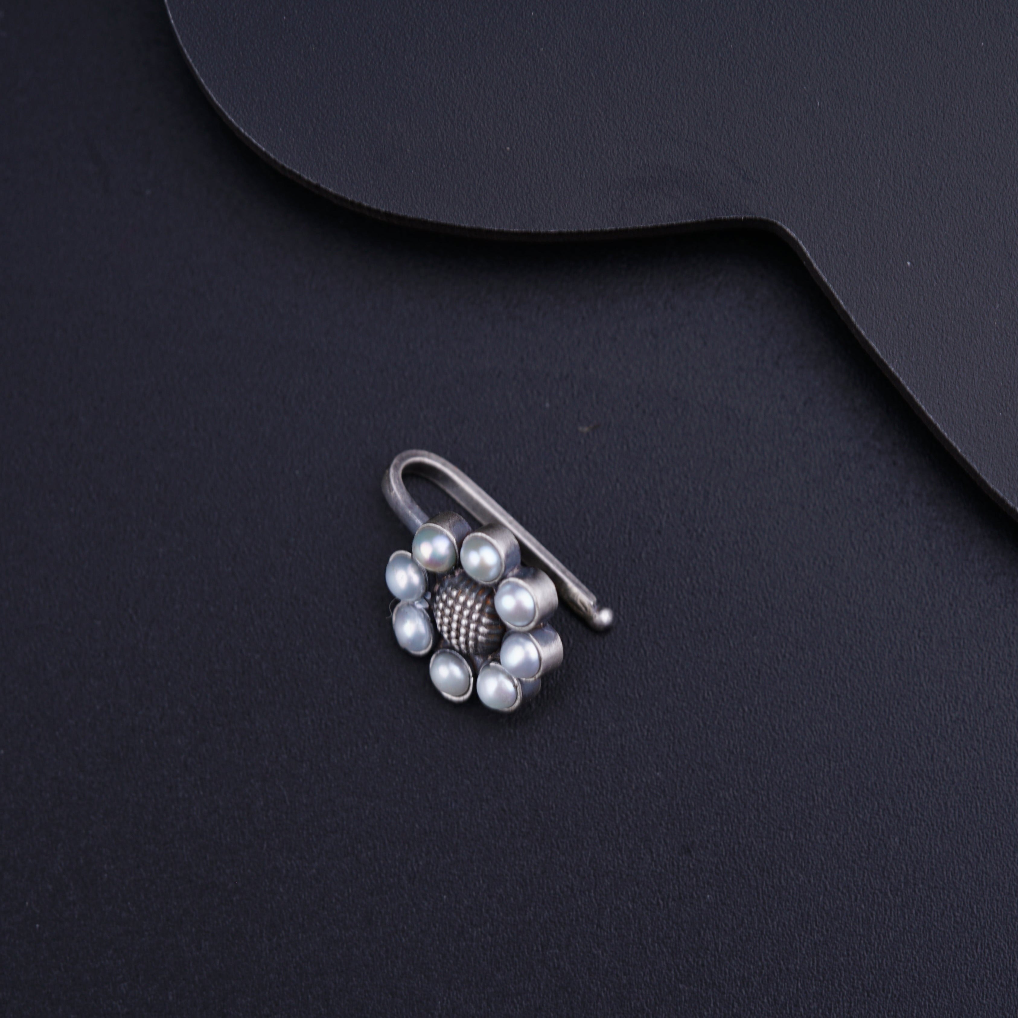 Pearl Flower Nose pin (Clip on)