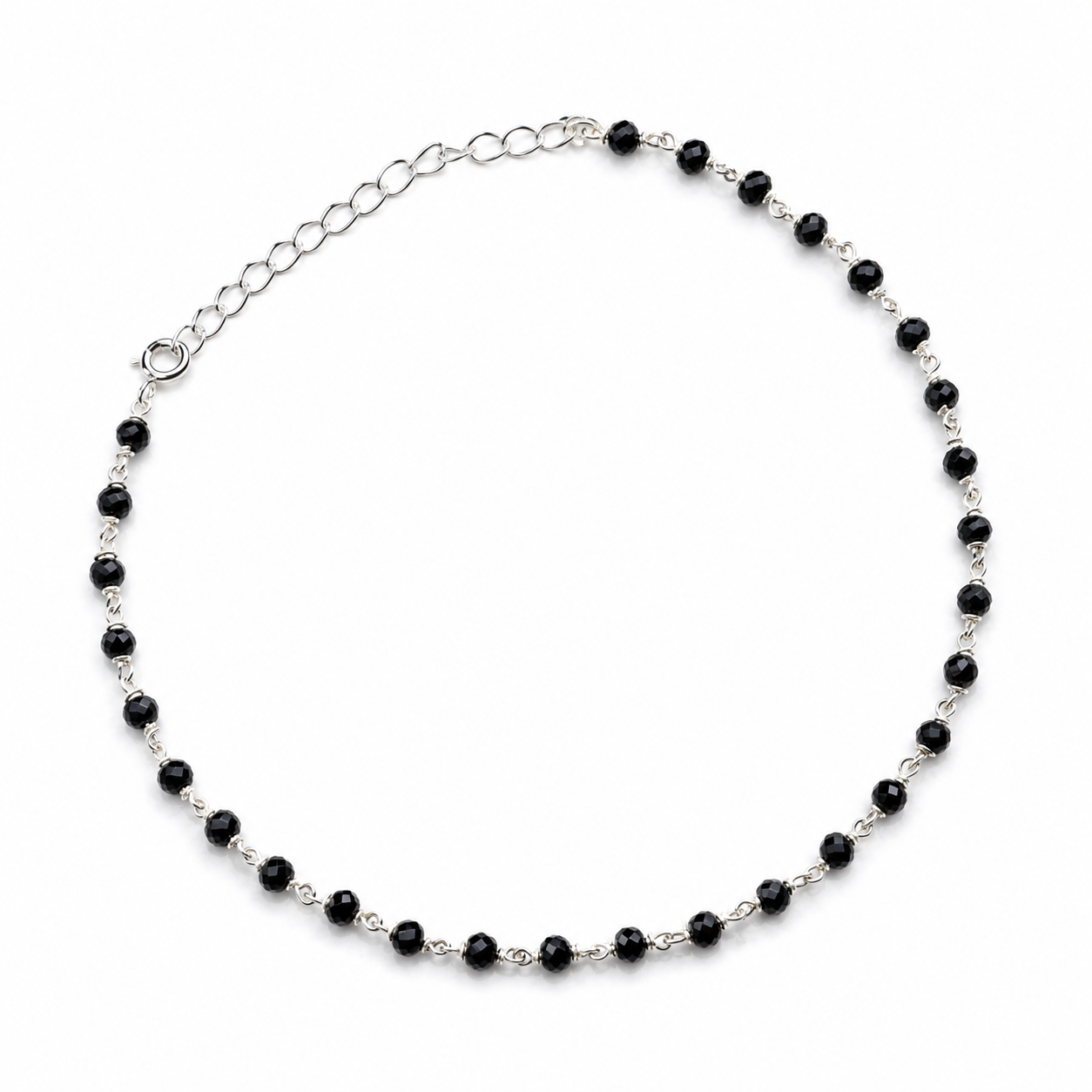 Black Spinel Silver Bracelet