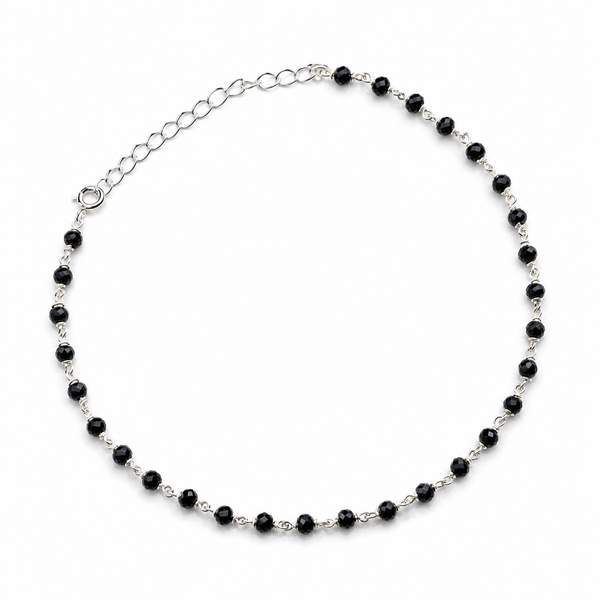 Black Spinel Silver Bracelet