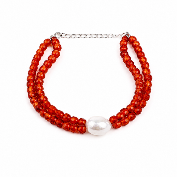 Carnelian & Pearl Bracelet