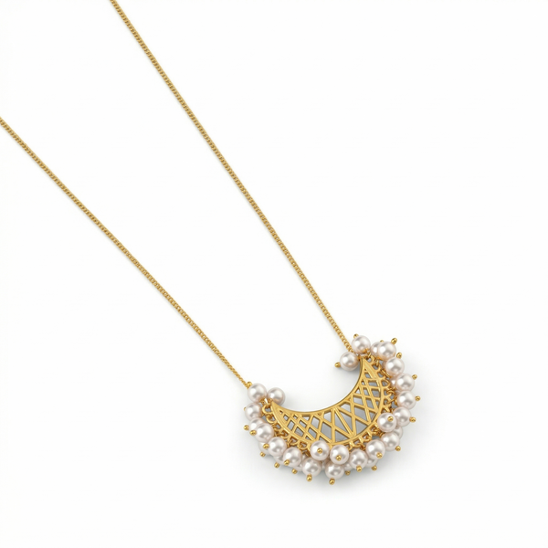 Chand Silver Necklace with Pearls | 92.5 Silver | 22K Gold Plated
