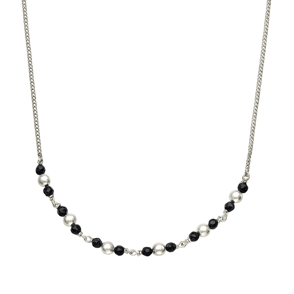 Handmade silver mangalsutra with sarmanee black beads in 92.5 sterling silver