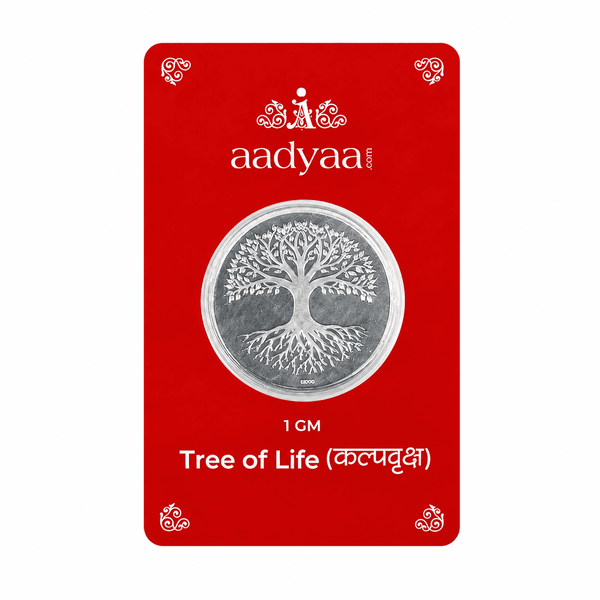 Tree of Life (Kalpavruksha) Silver Coin (1 gm) front view in 92.5 sterling silver