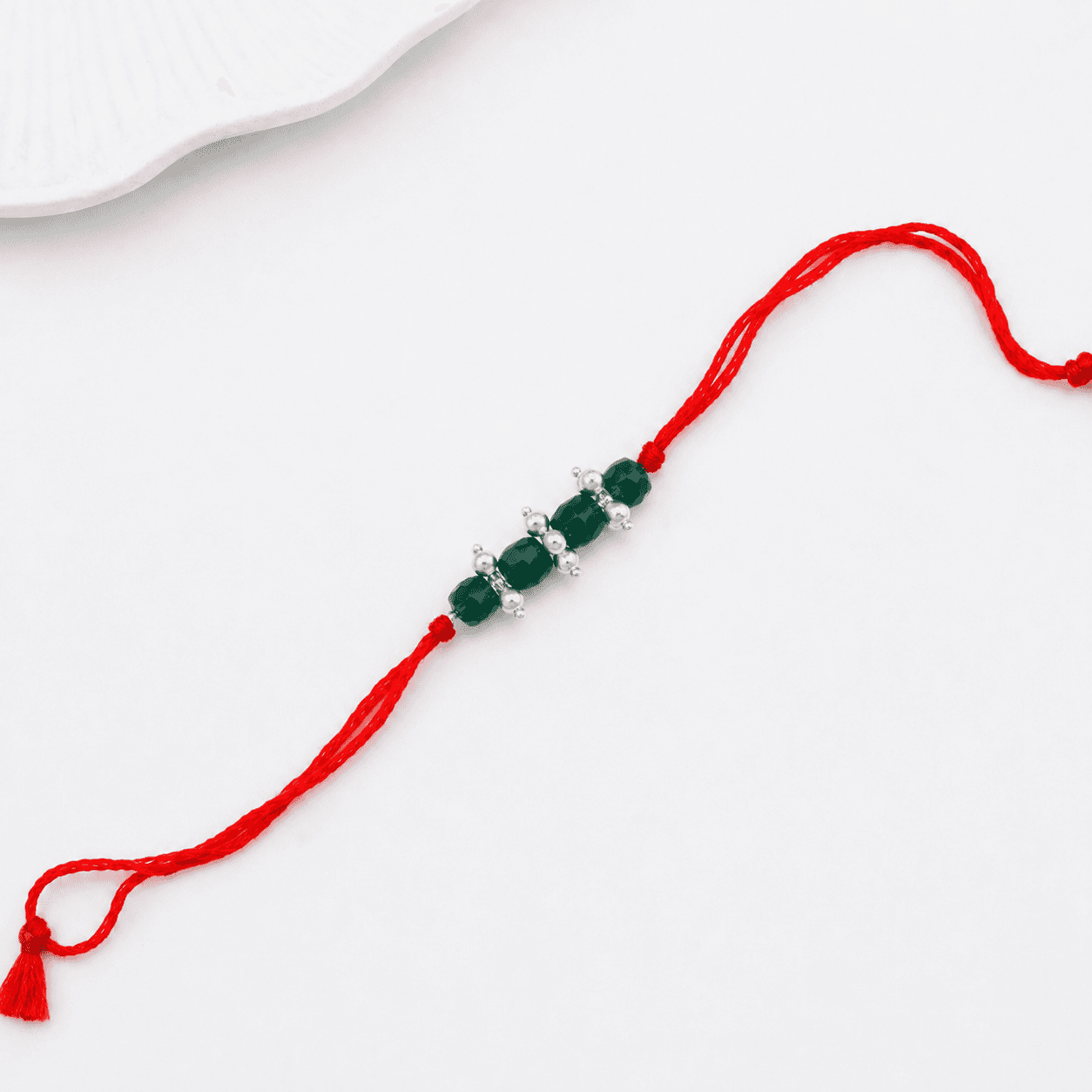 Project Handmade Green Onyx & Pearl Bunch Rakhi