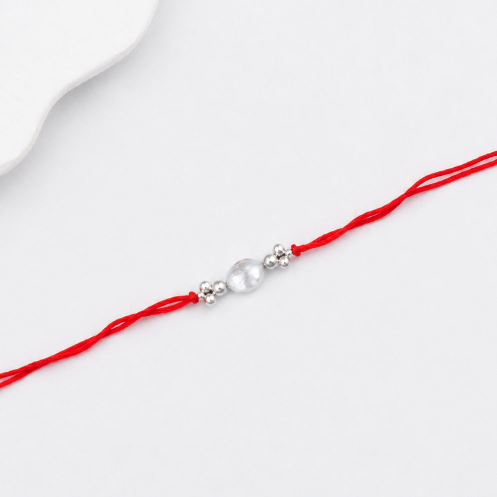 Baroque Pearl & Silver Bead Rakhi (Project Handmade)