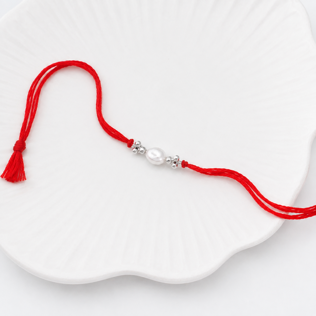 Baroque Pearl & Silver Bead Rakhi (Project Handmade)