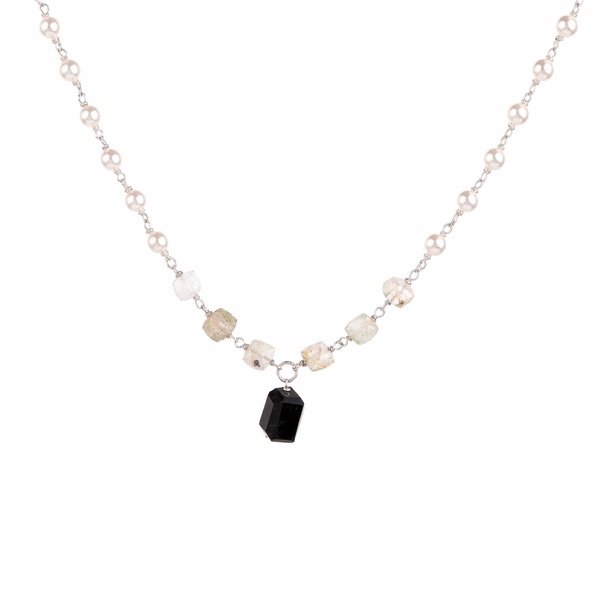 Multicolour Stone Necklace with Pearl Ganthan