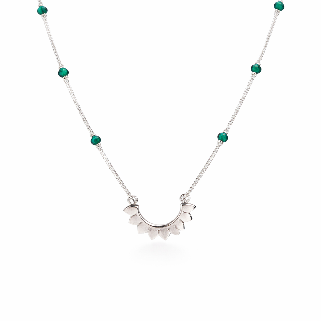 Petal Necklace with Green Onyx