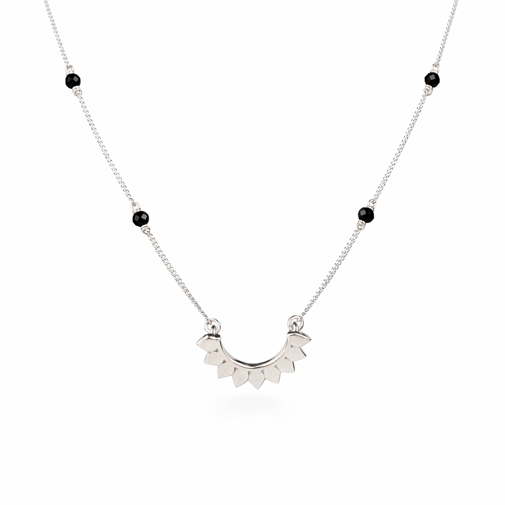 Petal necklace with Black Spinels